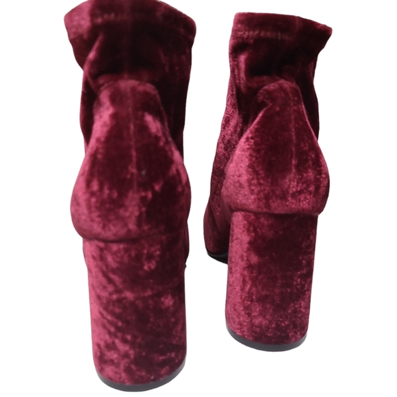 Abound Burgundy crushed velvet ankle boots - Picture 4 of 9